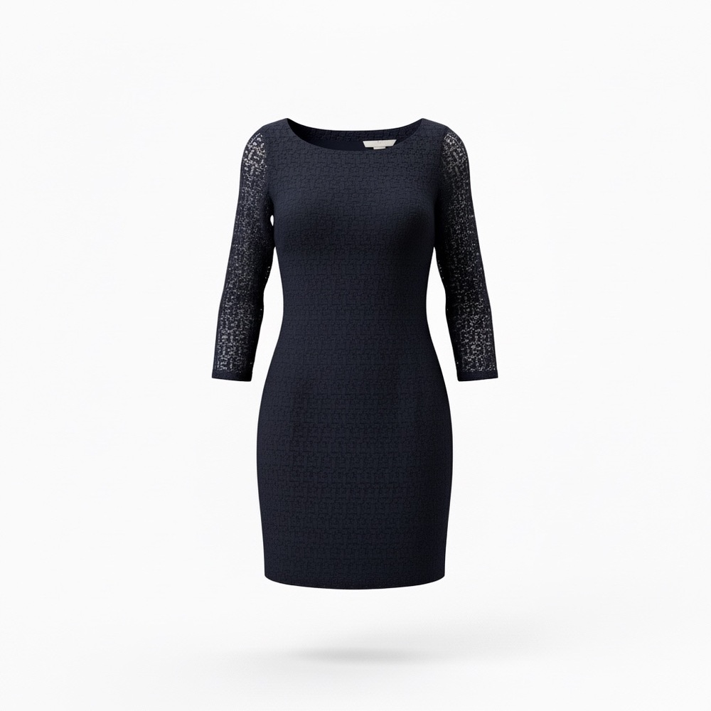 Banana Republic Classic Black Lace-Sleeve Sheath Dress